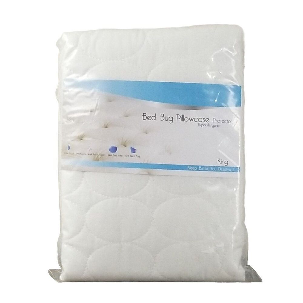 Bed Bug Pillowcase Protector Hypoallergenic King Size White Oval Pattern